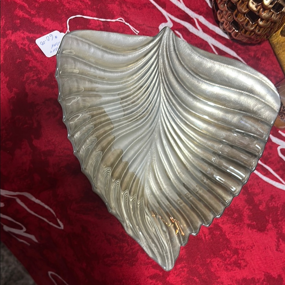 Silver bottom root beer color inside  Leaf-Shaped Decorative Turkish plate